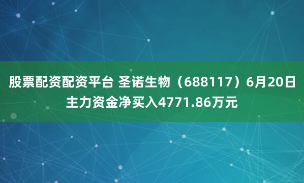 股票配资配资平台 圣诺生物（688117）6月20日主力资金净买入4771.86万元